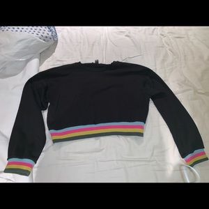 Cropped Black / Rainbow cuffed Sweatshirt